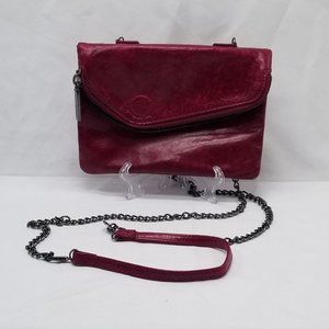 Hobo Daria Convertible Crimson Red Leather Cross Body Handbag Wristlet